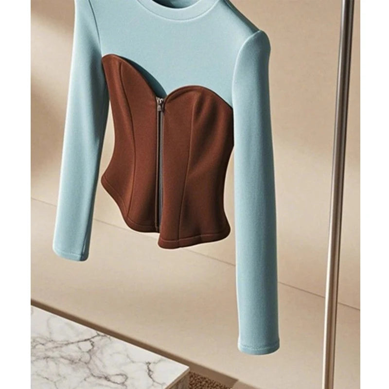 Coffee Zip Up Top