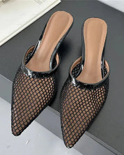Carrie Pointed Mesh Slip On Mules