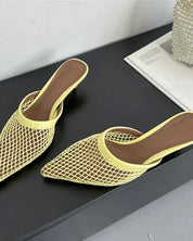 Carrie Pointed Mesh Slip On Mules