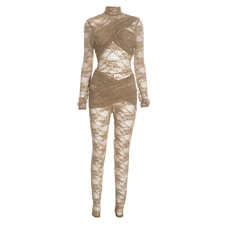 Barely There Lace Jumpsuit - Nude