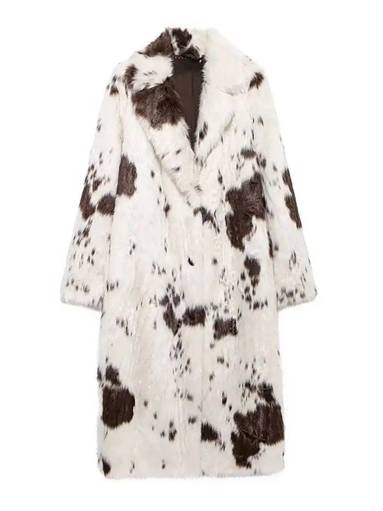 Speckled Faux Fur Midi Coat