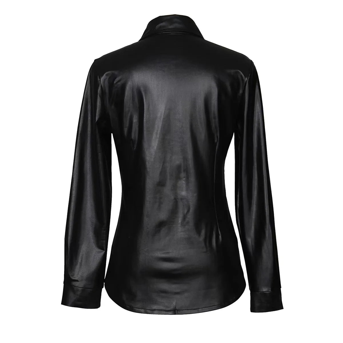 Faux Leather Button Down Top