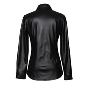 Faux Leather Button Down Top