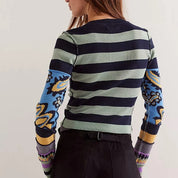Vintage Striped Knit Sweater.