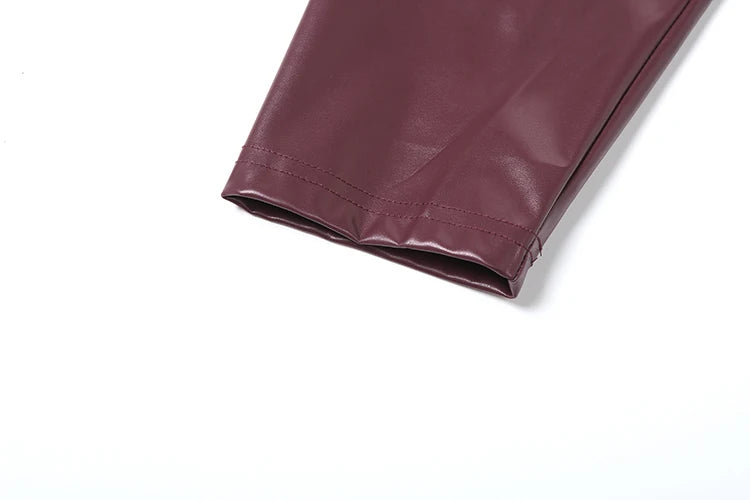 Maroon Faux Leather  Jacket