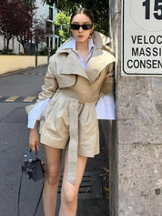 Khaki Trench Coat Playsuit
