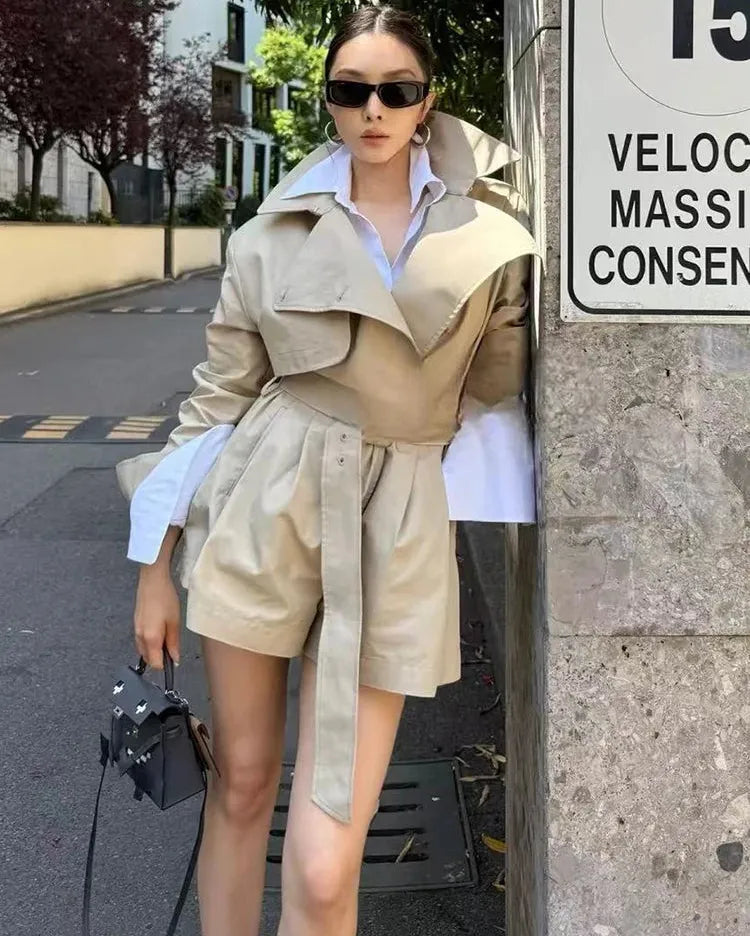 Khaki Trench Coat Romper