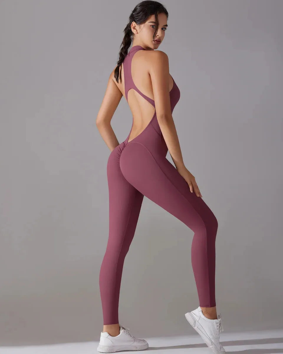 Racerback Zip Up Jumpsuit