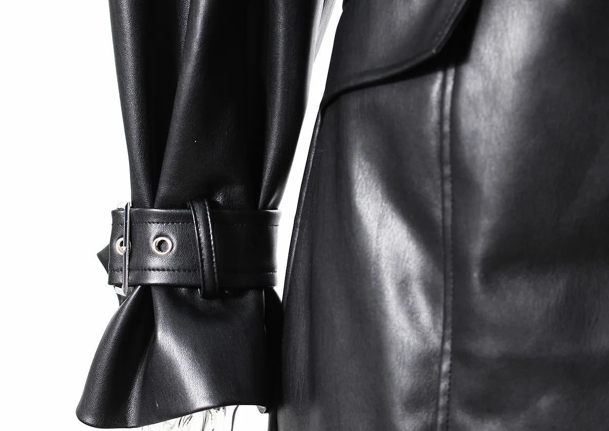 Contrast Leather Blazer