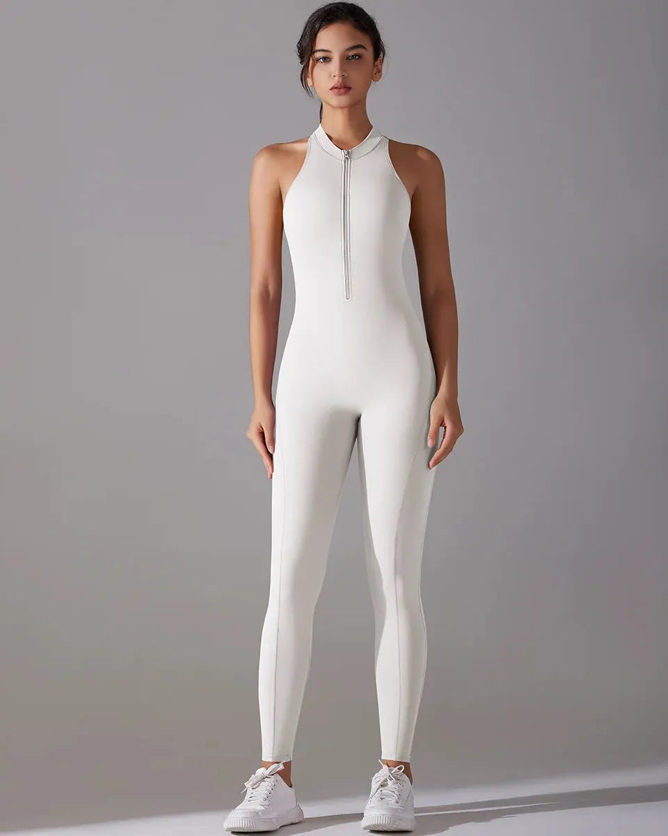 Racerback Zip Up Jumpsuit