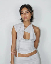 Blair Solid Lace Up Sexy T-shirt