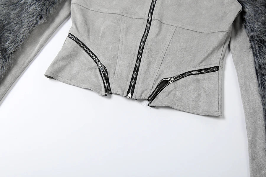 Grey Faux Fur Jacket