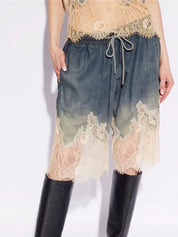 Lace Denim Two Piece Set