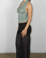 Blair Solid Lace Up Sexy T-shirt