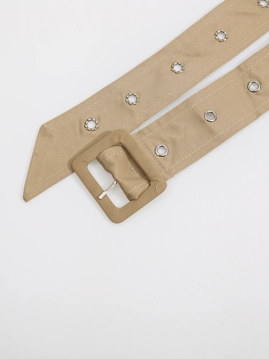 Khaki Trench Midi Dress