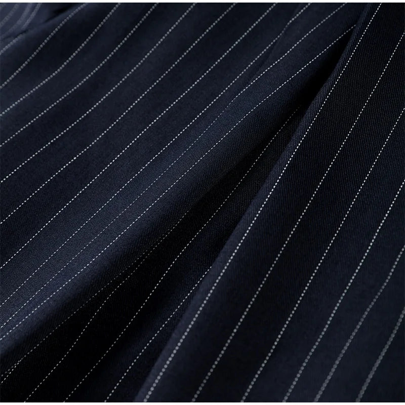 Pinstripe Pleated Wide Leg Pants