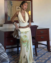 Butter Yellow Floral Skirt Set