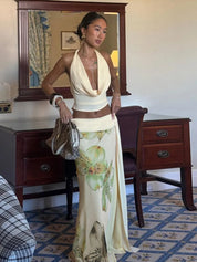 Butter Yellow Floral Skirt Set