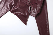 Maroon Faux Leather  Jacket