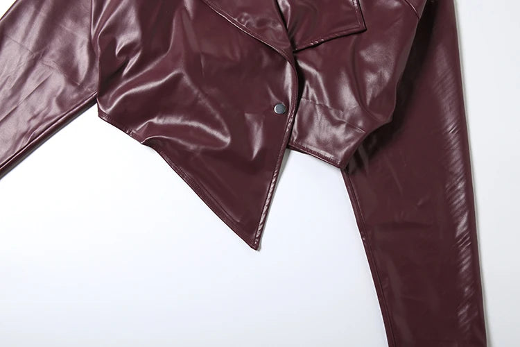 Maroon Faux Leather  Jacket