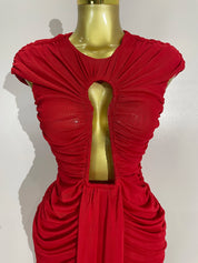 Ruched O Neck Dress