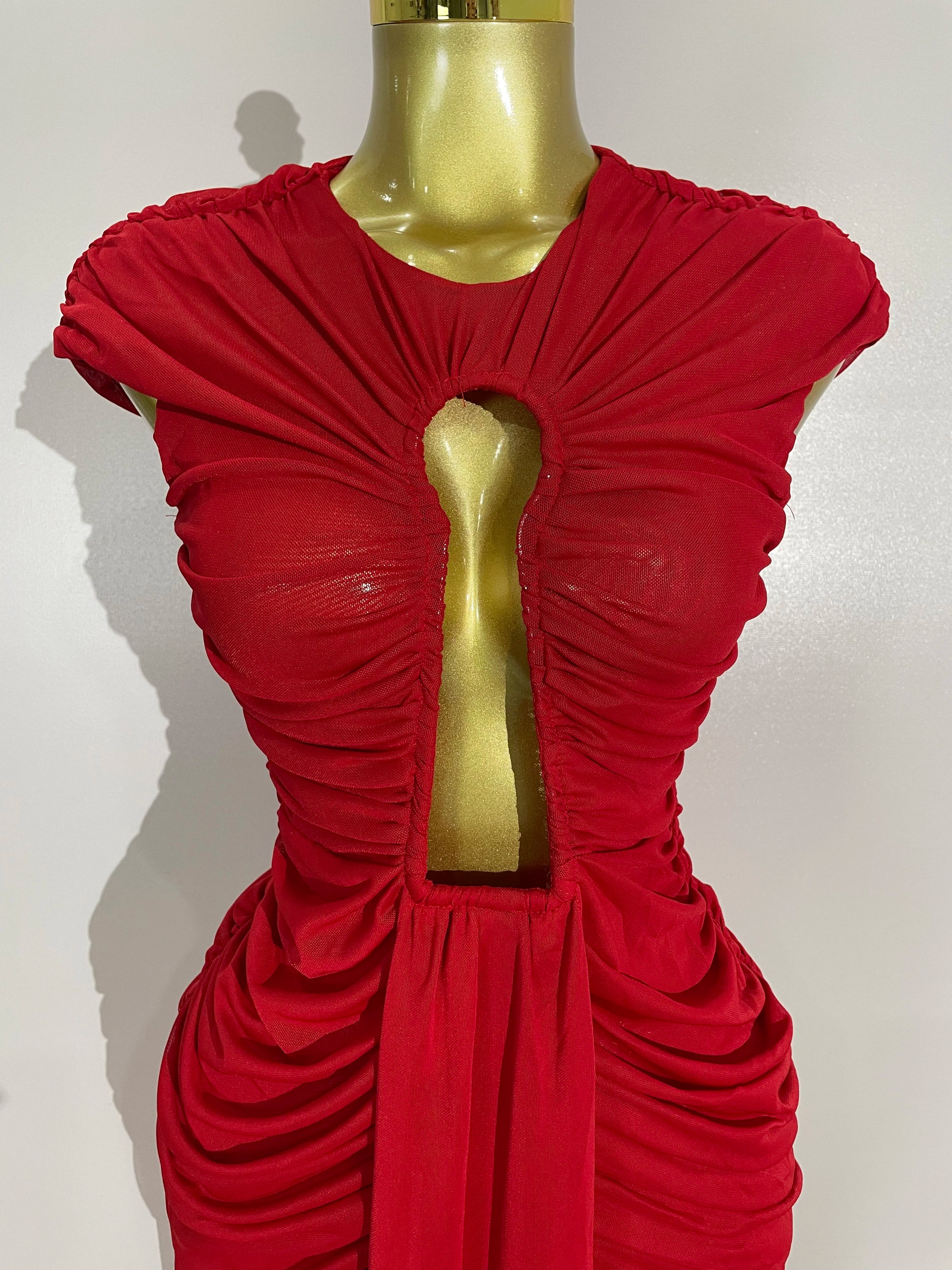 Ruched O Neck Dress