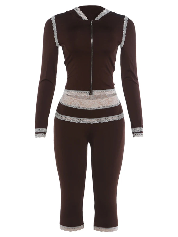 Lace Embroidered Capri Set