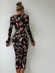 Rose Ruched Midi Dress