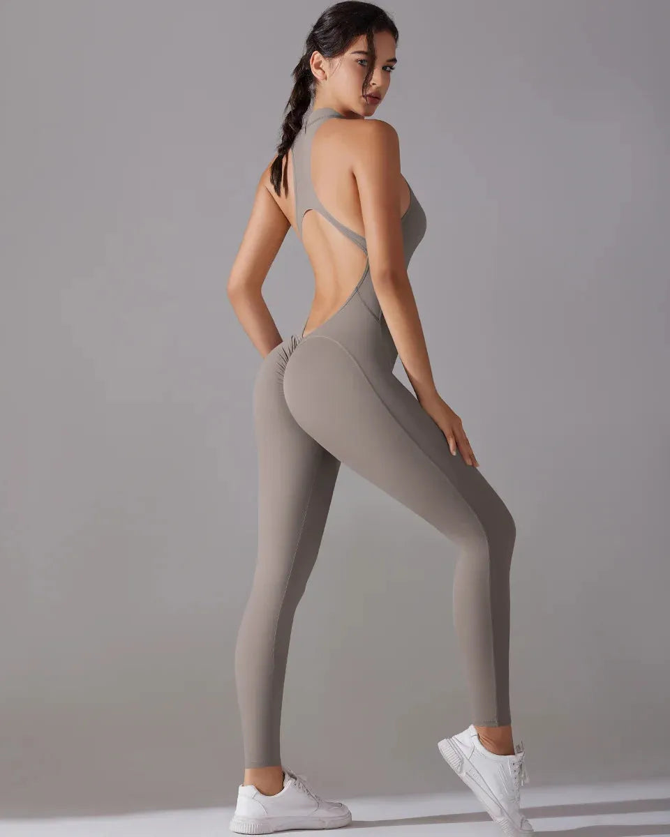 Racerback Zip Up Jumpsuit