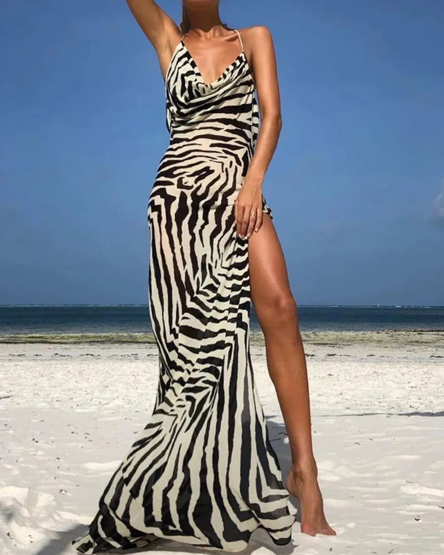Zebra Stripe Maxi Dress