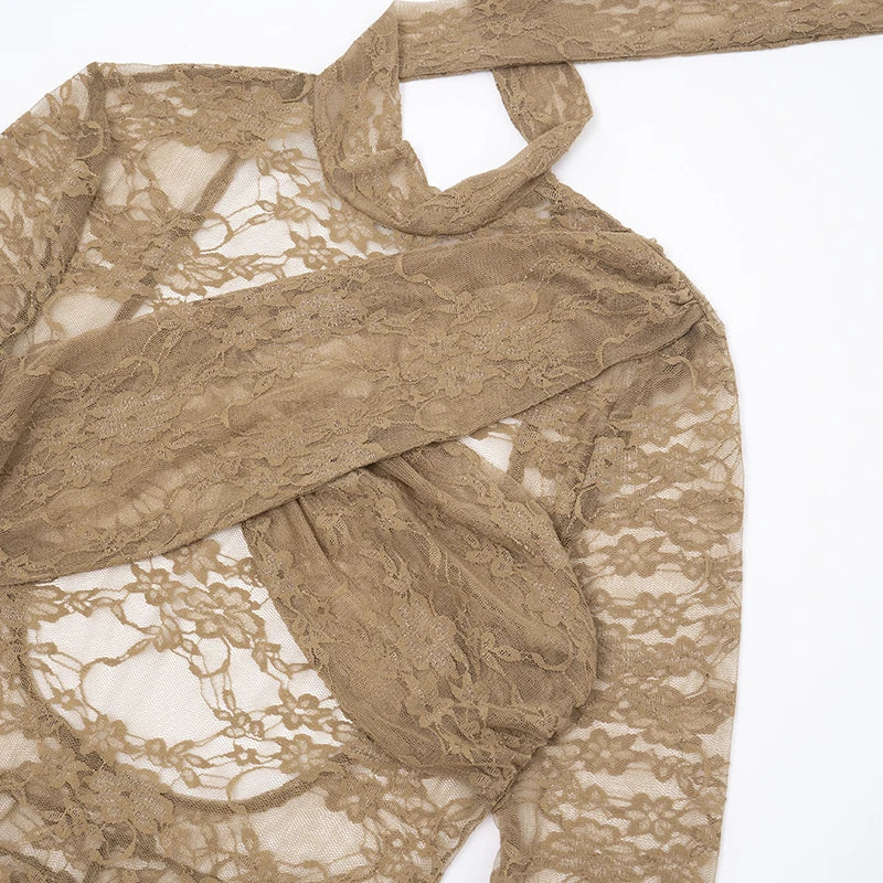 Barely There Lace Jumpsuit - Nude