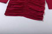 Red Ruched Off Shoulder Dress