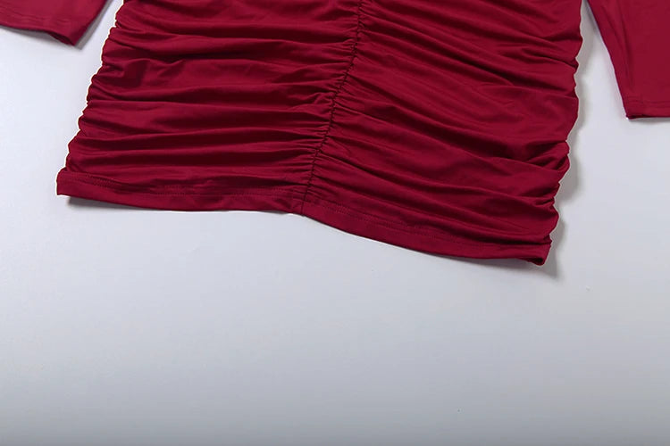 Red Ruched Off Shoulder Dress