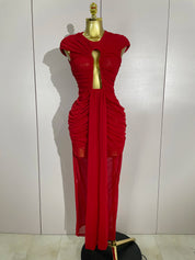 Ruched O Neck Dress
