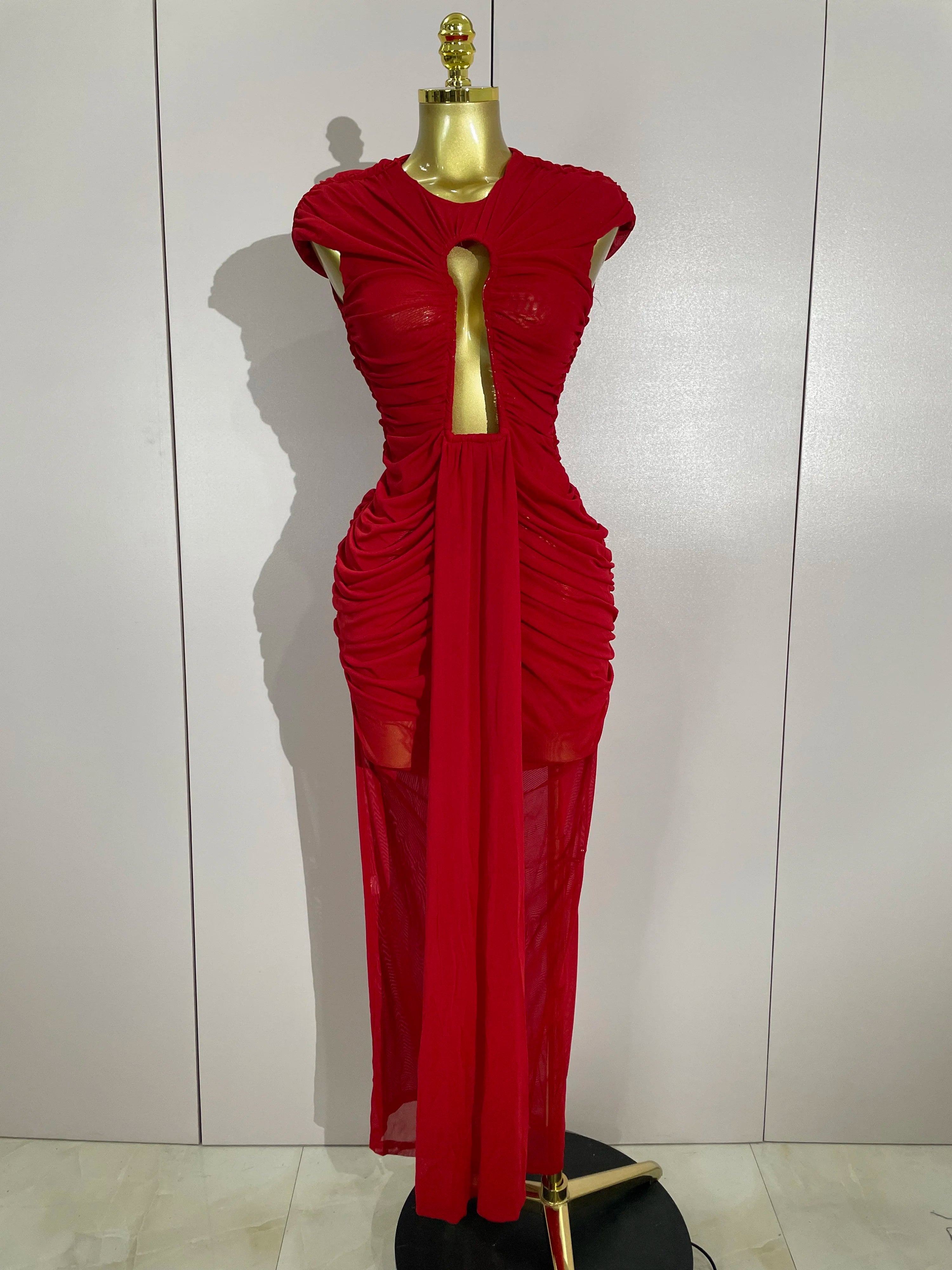 Ruched O Neck Dress