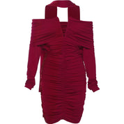Red Ruched Off Shoulder Dress
