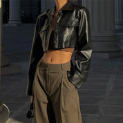 Faux Leather Crop Jacket