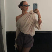 Rose Mesh One Shoulder Top