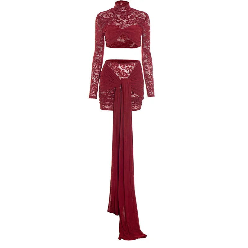 Barely There Lace Panel Skirt Set