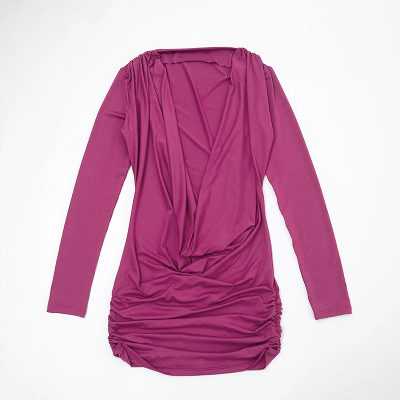 Rosy Deep V Mini Dress