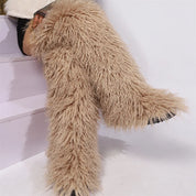 Mongolian Fur Thigh High Boots