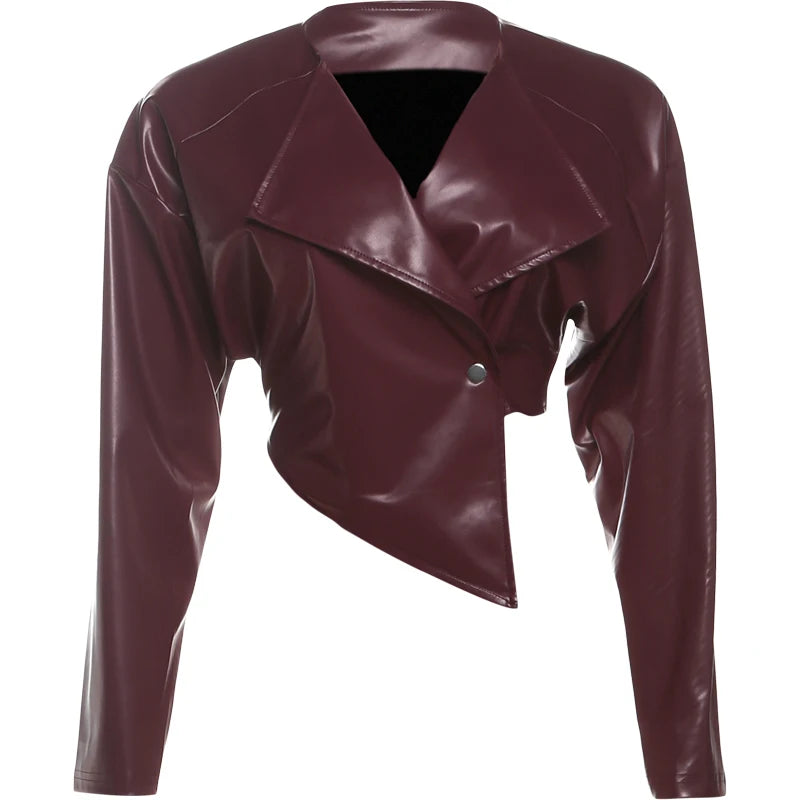 Maroon Faux Leather  Jacket