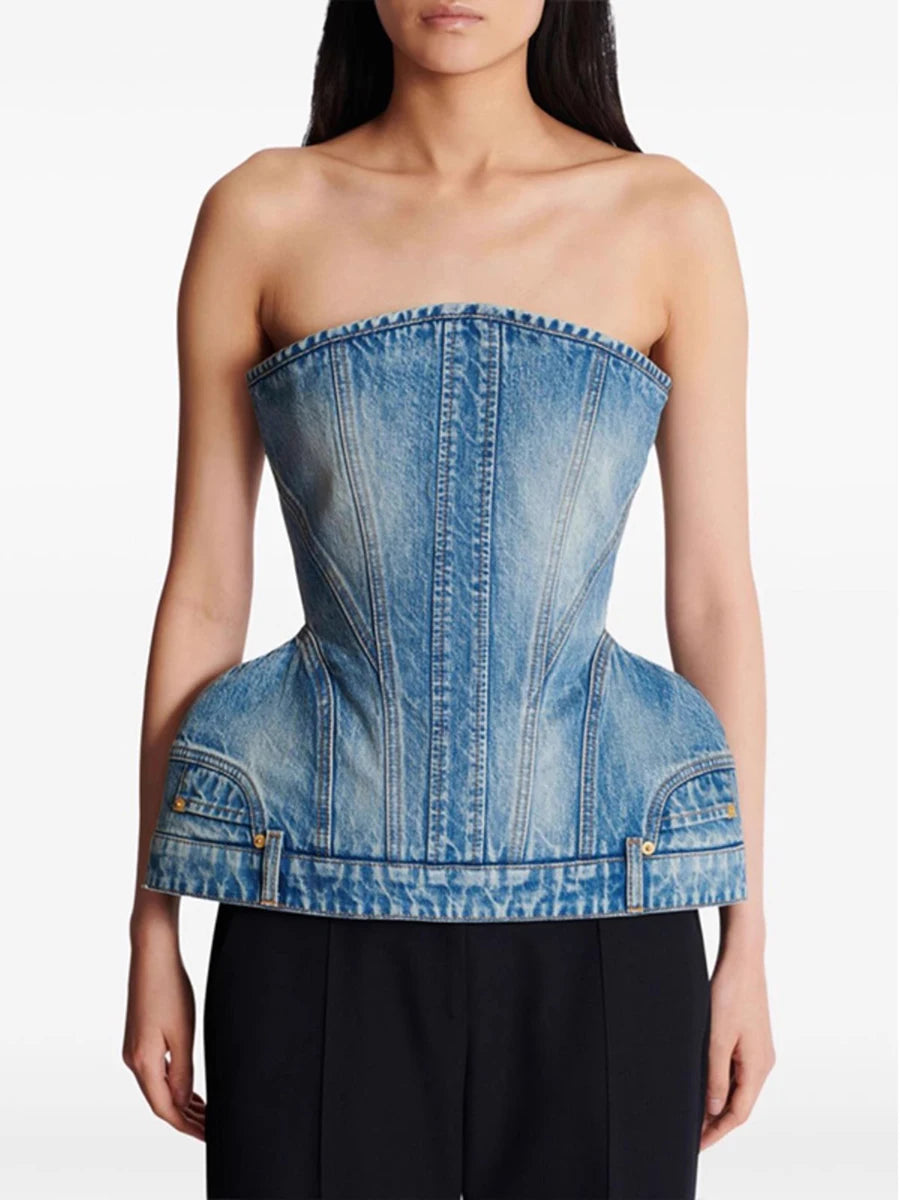 Denim Peplem Top