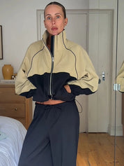 Retro Color Block Windbreaker Jacket