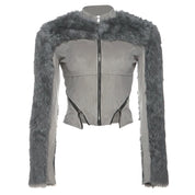 Grey Faux Fur Jacket