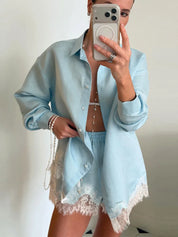 Lace Embroidered Short Set