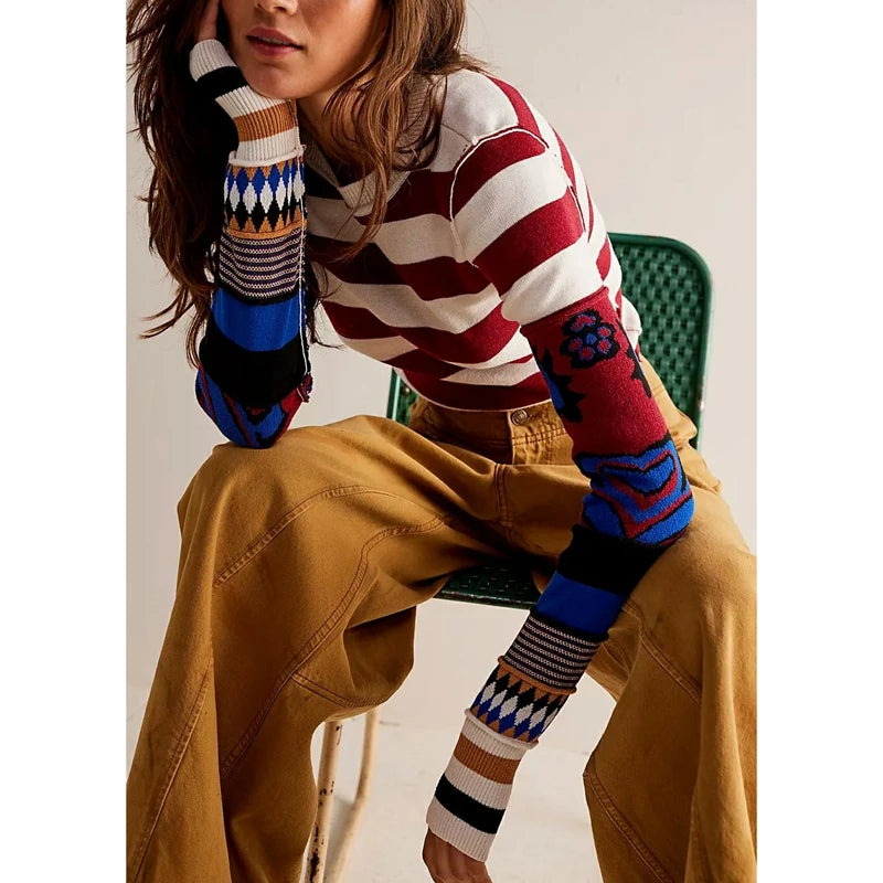 Vintage Striped Knit Sweater.