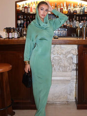 Aqua Hooded Maxi Dress