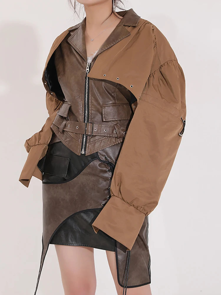 Khaki Faux Leather Jacket