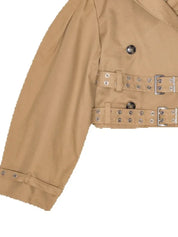 Double Buckle Cropped Trench Coat